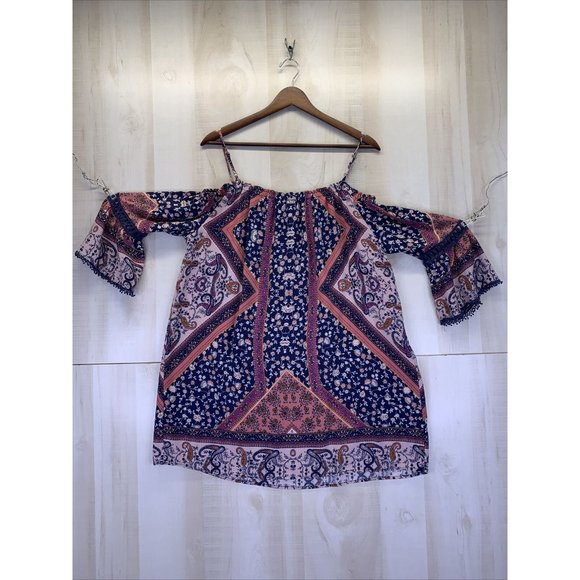 Mason Belle Off the Shoulder Boho Tunic Womens Top Large-9923 - Picture 7 of 9